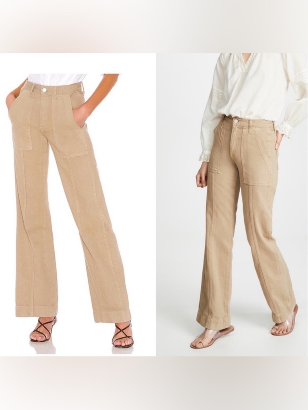 Trave Jacinda Full Wide Leg Wet Sand Tan Pant Made In USA Size 29